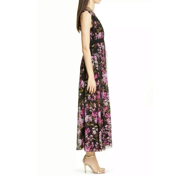 🖤 GIAMBATTISTA VALLI Floral Lace Silk Dress 44/8 - Picture 4 of 7